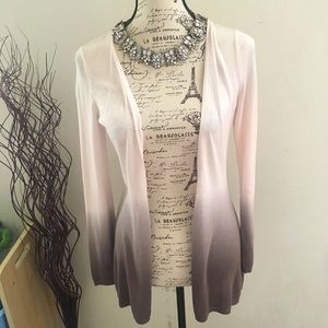 CHICO’S ombré baby pink and brown cardigan